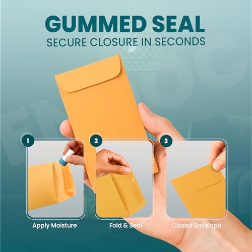 EnDoc Brown Kraft Coin Envelopes 500 Count 2.25x3.5 Small Gummed Seal