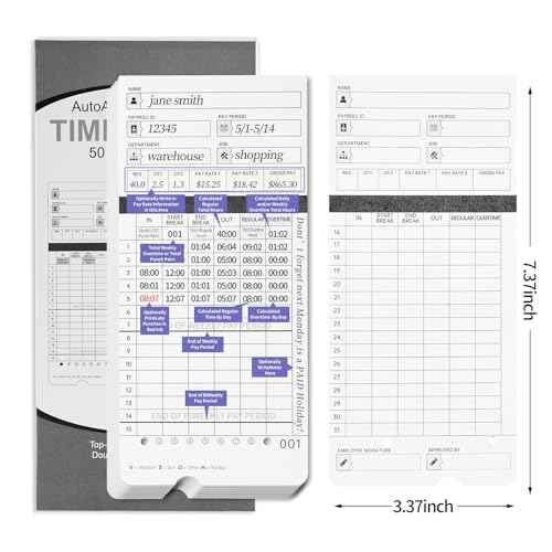 300 HN4000 Time Cards for Employee Time Clocks, Compatible with HN4000, HN2000, HN2500, HN4500, Card Numbers 1-50, Pre-Punched Holes, 6 Boxes of 50 Cards, Separate Packaging