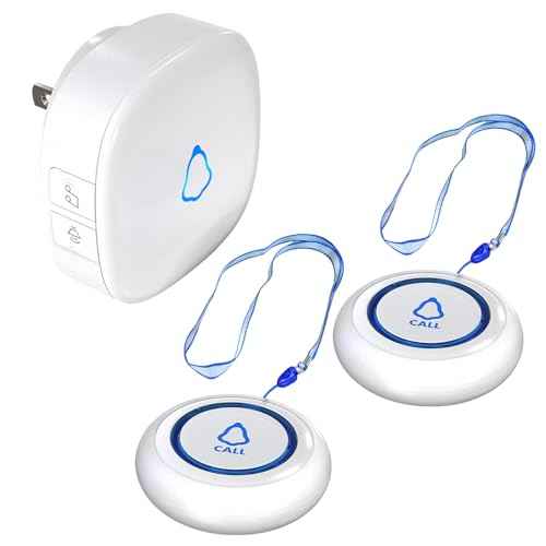 METAK Caregiver Pager Wireless Call Button for Elderly/Senior at Home, 1 Receiver + 2 Button, Medical Life Alert Necklace System, Emergency Bell Fall Monitor Devices for Patients, Disabled, Nurses
