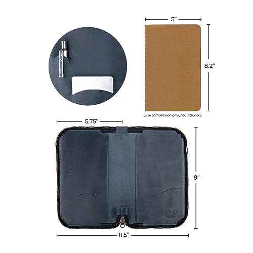 Hide & Drink, Zippered Journal Cover for Moleskine Notebook, L Size (5 x 8.25 in. Notebook NOT Included) Full Grain Leather, Handmade, Slate Blue