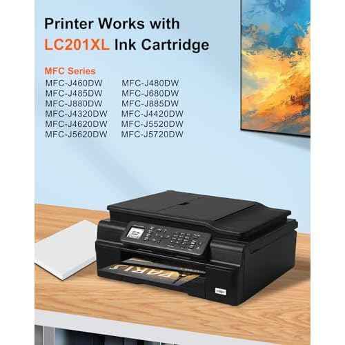 LC201XL Ink Cartridges High Yield (4 Pack, BK/C/M/Y) - Replacement for Brother LC201BK LC201C LC201M LC201Y LC203 XL Ink Cartridge Work with MFC-J460DW MFC-J480DW MFC-J485DW Printer