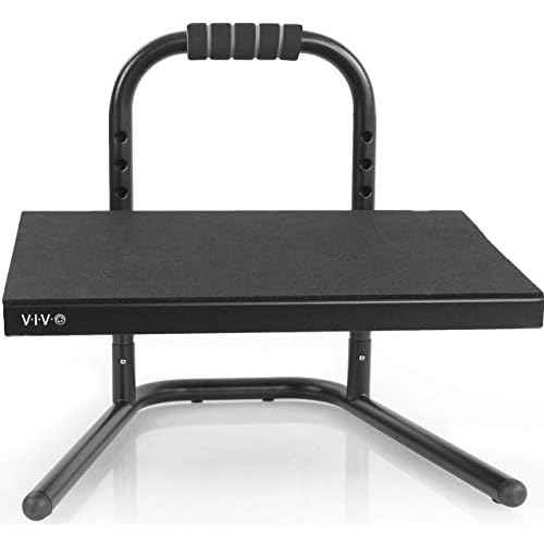 VIVO Ergonomic Height Adjustable Foot Rest Relief Platform, Elevated Stool for Comfortable Sit to Stand Workstation, Non-Slip Surface, Portable, Home Office Classroom Use, Black, STAND-FT01