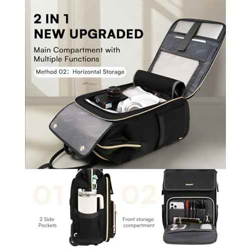 Rolling Backpack for Women, Travel Rolling Laptop Backpack with Wheels, Vertical & Horizontal Storage 2 In 1, Flip-Top Design, Water-Resistant Overnight College Underseat Carry on Luggage