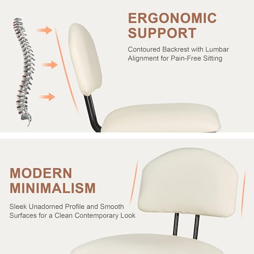VECELO 4-Pack Beige Upholstered Dining Chairs with Curved Backrest