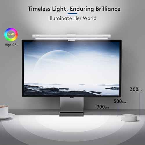 Quntis Monitor Light Bar with Remote, Eye-Care No Glare, Space Saving Home Office Desk Lamp (White), Stepless Dimming, Easy Setup LED Computer Light Backlight for Curved Gaming Monitors Reading Study