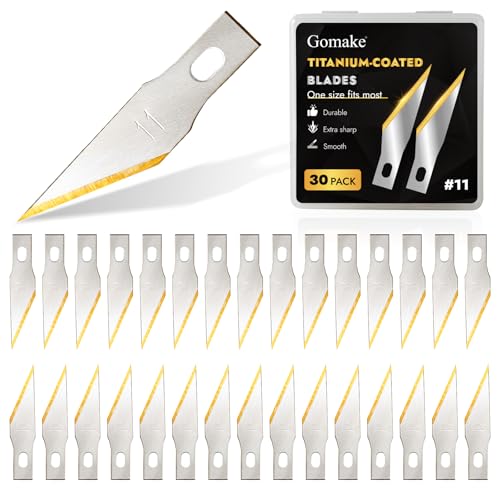 Gomake #11 Titanium Coated Exacto Knife Blades - 30 Pack for Precision Crafting