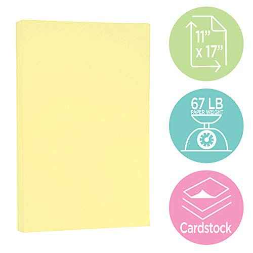 JAM PAPER Vellum Bristol 65lb Cardstock - 11 x 17 Ledger Size Coverstock - 147 gsm - Canary Yellow - 50 Tabloid Sheets/Pack
