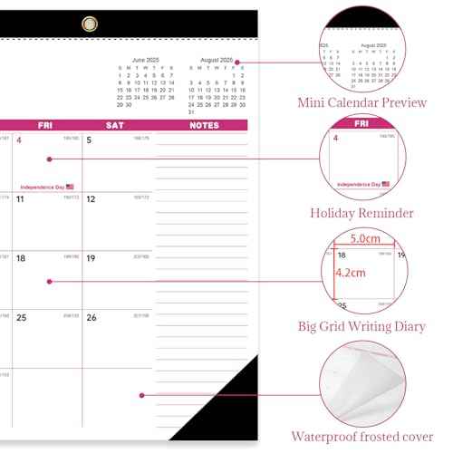 Desk Calendar 2026 , JXAVO Wall Calendar 2025-2026 Large Size 17" X 12" Covers July 2025 - December 2026, Pink Cute Desktop Monthly Calendar for Home Classroom School or Teacher Gifts & Office Supplies