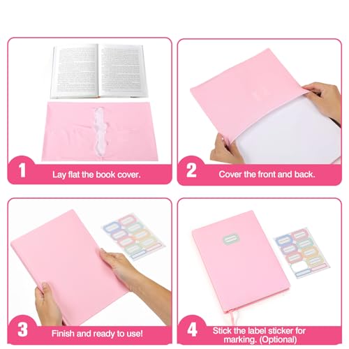 MoKo Book Cover, Reusable and Stretchable Up to 10 x 12.5 in, Pink
