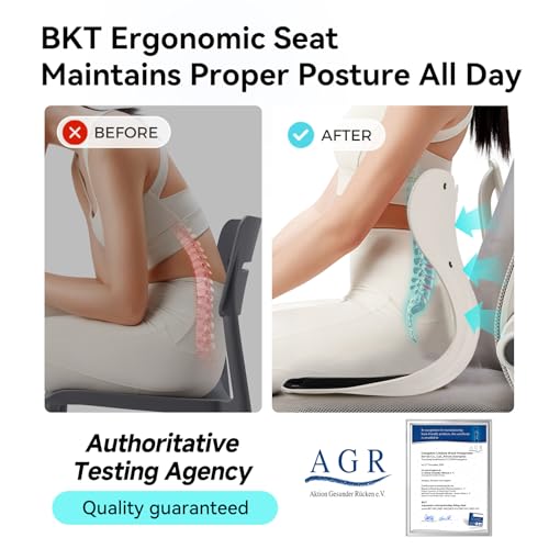 BKT Lumbar Support Seat Cushions Oversized Edition Ergonomic Office Chair for Students Office Workers Nursing Mothers Long Sitting Outdoor Fishing Floor Chair (XL-Black)