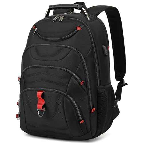 Boavan Laptop Backpack for men, 17.3 inch Laptop Bag with USB Port, Waterproof Travel Work Backpack Purse, Anti-Theft Teacher Nurse Doctor Casual Bookbags Office Business backpack £¬Black