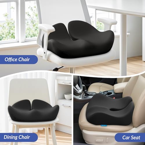 ZIKEE Pioneering Seat Cushion for Pressure Relief, Ergonomic Office Chair Cushion for Sciatica, Back, Hemorrhoids & Tailbone Pain Relief, High-Density Memory Foam Car Seat Cushion with Anti-Slip Base