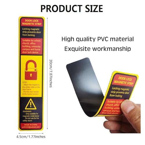 60 Pack Lockdown Magnetic Strips for School Office Public Business District Lockdowns Rapid Lockdown Magnet Strongest Lockdown Magnet 0.8mmThick (Yellow, Printed Version)