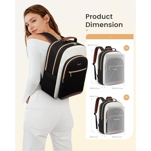 LOVEVOOK Laptop Backpack for Women, 17.3 Inch Work Business Backpack Purse for Teacher, Waterproof Nurse Bag College Bookbag for School, Casual Personal Item Travel Bag College Daypack