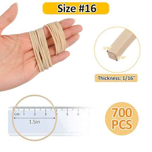700 Pcs Rubber Bands, Size #16 Reusable Elastic Rubber Band for Office Supplies File Folders, Home Packaging, Crafts DIY Bundling, Multipurpose (Beige)