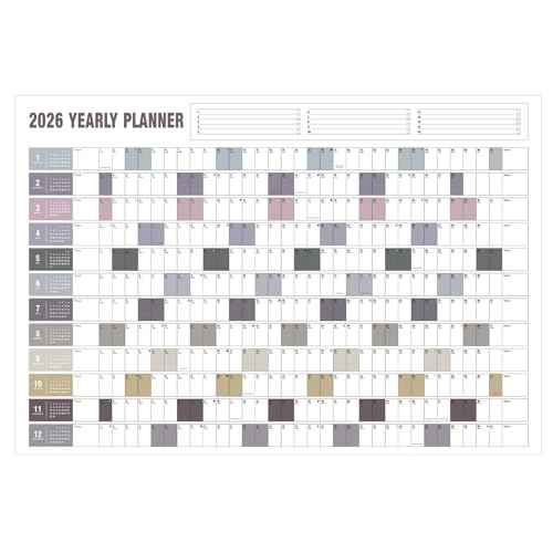Yearly Wall Calendar with Holidays, Full Year Calendar One Page, Annual Year Wall Calendar with Stickers, Horizontal, 23"X 33" (Open), Paper Folded