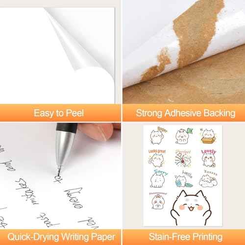 Printable Sticker Paper for Inkjet Printer, 300 Sheets 8.5" x11'' Matte Sticker Printer Paper Full Sheet Labels for Laser/Inkjet Printers, Letter Size