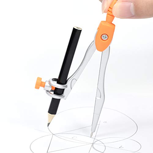 Unjoo Orange Geometry Set 10 Pcs Student Supplies with Compass & Protractor