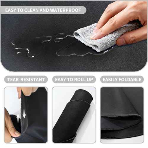 Large Round Tabletop Game Playmat,Rubber Table Mat Suitable for Playing Poker,Card,and Roleplaying Games.(100cmBlack)