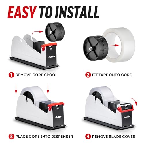 Heavy Duty 2-Inch Desktop Tape Dispenser — Dual 1-Inch Rolls, Non-Slip Base (Brand: Vimtoba) - Variation 1