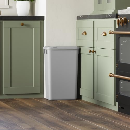 52.8QT Stackable Plastic Trash Can - Dowell 50L Wastebasket, Grey, Kitchen & Office