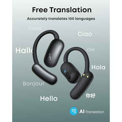 Soundcore AeroFit 2 AI Assistant Open-Ear Headphones by Anker, Pressure-Free Fit, 2X Richer Bass, Real-Time Translation Earbuds, Hi-Res, 35H Playtime, IP55