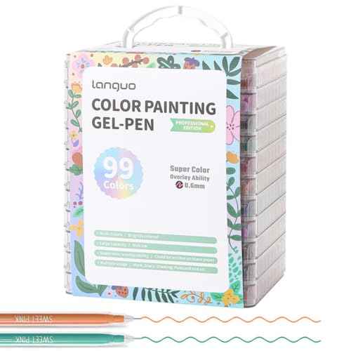 Gel Pens with Fine Point 0.6mm, 99 Colors Drawing Pencils for Adult Coloring Books Smooth Writing Pen Set for Journaling, Landscapes, Lettering