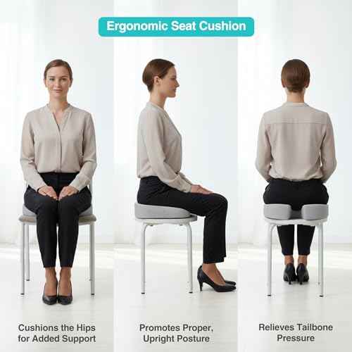 Upseat Wedge Ergonomic Seat Cushion, Made of Soft Foam, Wipeable Non-Fabric Posture Support for Office Chair ? Promotes Upright Sitting & Relieves Tailbone Pressure and Sciatica, Made in North America