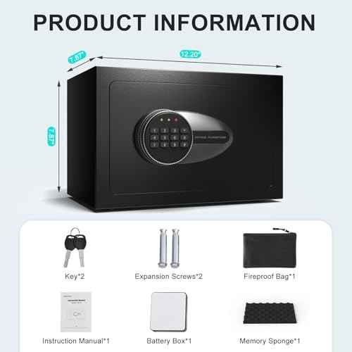 BONANO Small Safe, 0.5 Cubic Safe Box with Electronic Keypad and Fireproof Waterproof Bag, Small Safety Box for Money Cash Valuables, Dual Alarm System, Safes for Home Hotel Office