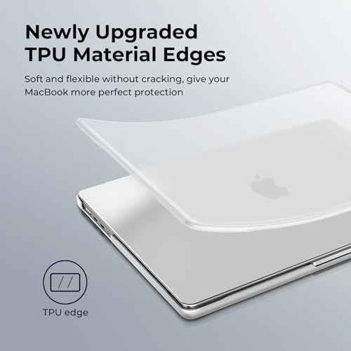BlueSwan Anti-Cracking Hard Shell Case Compatible with MacBook Pro 14-inch M5 2025 2024-2021 Release M4 M3 M2 M1 Pro/Max Chip, Anti-Fingerprint Soft TPU Bumper, Frosted White