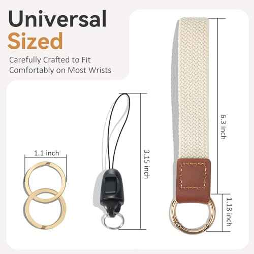 Wrist Lanyard, Stretchy Wristlet Keychain Lanyards, Cute Key Lanyard for Women Men, Short Key Chain for Car Keys Card Wallet Phone