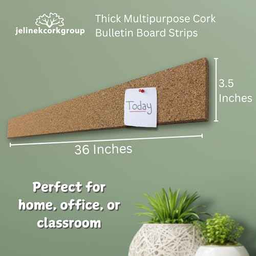 Jelinek Cork Thick Bulletin Board Strips (8 Pack) 36 x 3.5 x 0.5 Inches