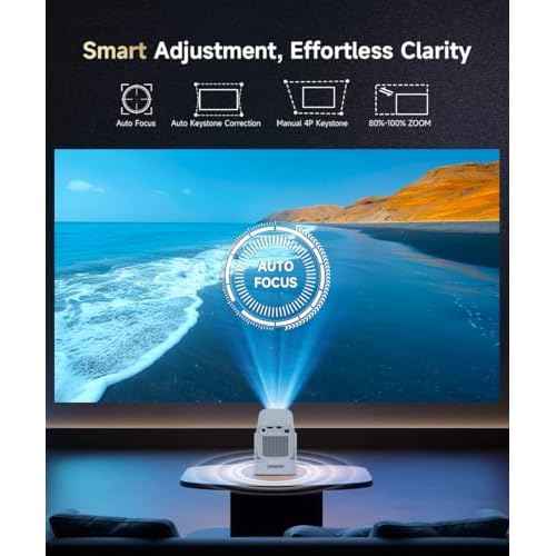 ¡¼Auto Focus&1080P¡½Magcubic Mini Smart Projector with 4K Support, Portable Projector with Wifi and Bluetooth, 5W Speaker, Built in Apps, Voice Control, Outdoor Movie Projector