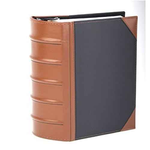 Executive Binder, English Leather 2 Tone with Stitching and Ribbed Spine, Holds 625 8.5x11¡± Sheets - Professional Binder Organizer for Office, Library, Home, Black (3" inch, 1PK)