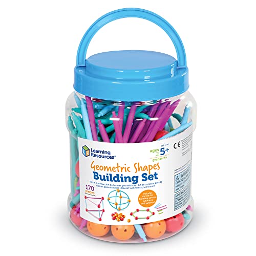 Learning Resources Geometric Shapes Building Set - Educational 170-Piece Math Manipulatives for Kids