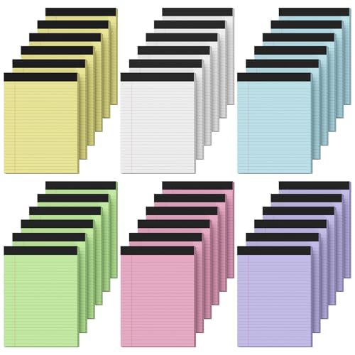 36 Pack Legal Pads 8.5 x 11, Note Pads 8.5 x 11, Wide Ruled Colored Legal Pads, Multicolor Notepads 8.5 x 11 with Sturdy White Back, 30 Sheet/Notepad, Writing Pad for School, Home, Office