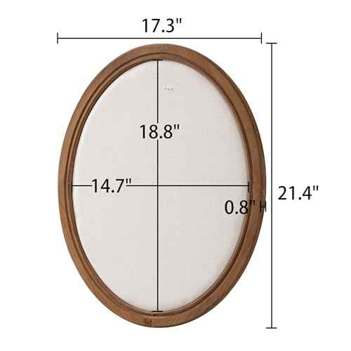 SOFE Oval Framed Linen Bulletin Board, Unique Fabric Pin Boards for Walls, 21 x 17 Inches Hanging Vision Board, Message Display Notice Memory Board for Office Home and School with Pins