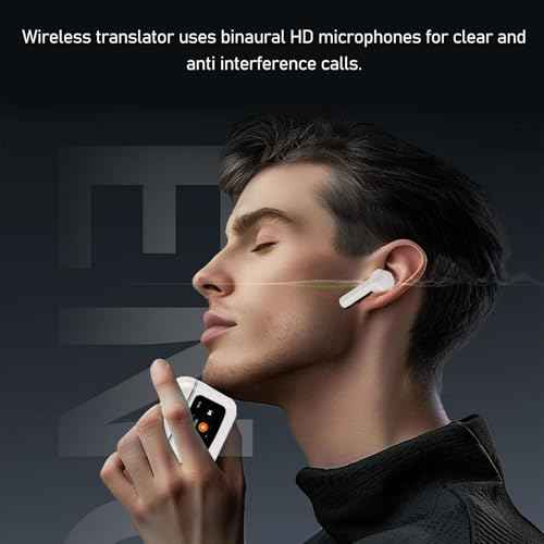 Language Translator Earbuds, Bluetooth 5.3 Instant Translation Device, 3 Modes 137 Languages Online Voice Translator with APP, with Cordless Charging Case, for iOS Android (White)