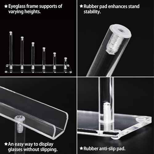 MOOCA 4 Pcs Set, Premium Acrylic Eyeglass Holder Stand, Sunglasses Orgaznizer, Sunglass Holder, Acrylic Eyeglass Display, Eyewear Rack, Glass Display, 8 in H