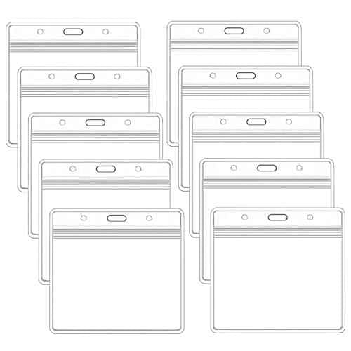 10 Pack Badge Holder ID Card Holder,Waterproof Name Badge Holders, Clear Horizontal Card Badge Holder (3.5x2.4 Inch)