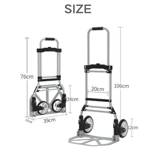 KEQIKAI Folding Hand Truck 200LBS Capacity - Aluminum Dolly Cart with Telescoping Handle, Collapsible Utility Trolley for Moving Luggage Grocery Shopping & Airport Travel