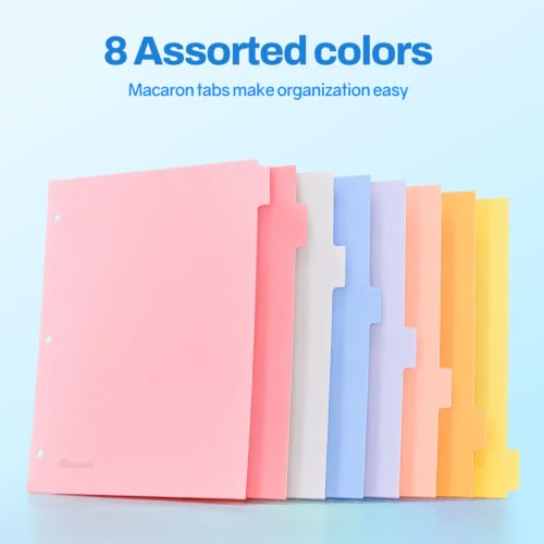 Macaron Pastel 8-Tab Binder Dividers Set for 3-Ring Binders, Office & School Supplies