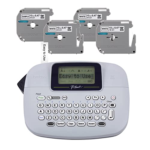 Brother P-Touch Monochrome Label Maker Bundle with 4 Tape Rolls