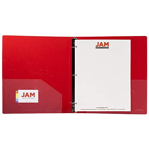JAM Paper Assorted 1 Inch Plastic 3 Ring Binders - 4 Pack, Red Blue Green Orange