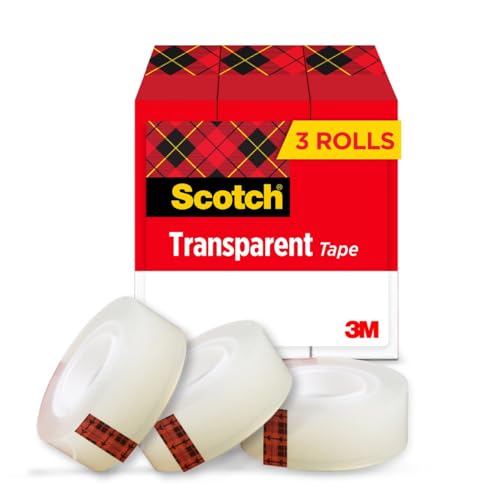 Scotch Transparent Tape 1in Core x 1000in, 3 Rolls (3 Boxes) Clear