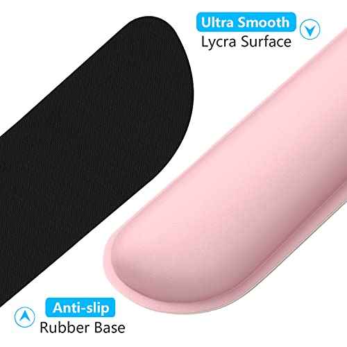 Dapesuom Enlarge Keyboard Wrist Rest, Cute Memory Foam Keyboard Wrist Cushion for Computer Desk Mats Support, Typing Pain Relief Ergonomic Mouse Pad Rests with Non-Slip Base for Gaming, Laptop, Pink