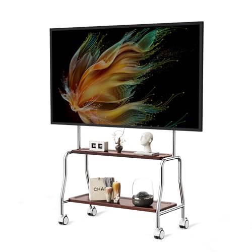 Sythdio Style 2 Stainless Steel Rolling TV Stand 32-75” TV Cart w/ Shelves