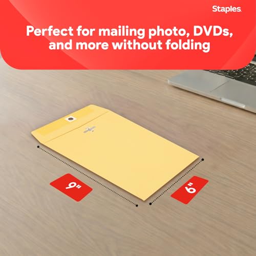 Staples Kraft Clasp Envelopes 6x9 Brown Reinforced Metal Closure 100/Box