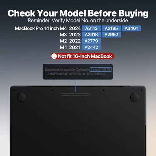 Anti-Crack for MacBook Pro 14 inch Case | 2025-2021 M5 M4 M3 M2 M1 Pro/Max | 100% Match Official Color | Protective Hard Shell Laptop Cover£üArmor Black