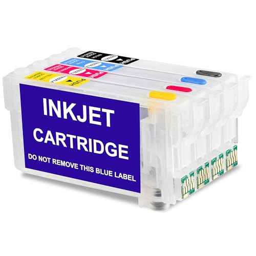 KHY T822XL Sublimation Ink Cartridges with Chip WF-3820 Empty Refillable Ink Cartridges 822XL with for Workforce Pro WF-3820 WF-4820 Wf-4830 Wf-4833 Wf-4834 Empty Refillable Ink Cartridge